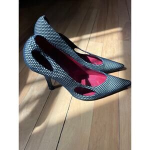 Pierre Hardy Black Suede Mesh Fishnet Heels 37 - Pointed Toe Stiletto Pump